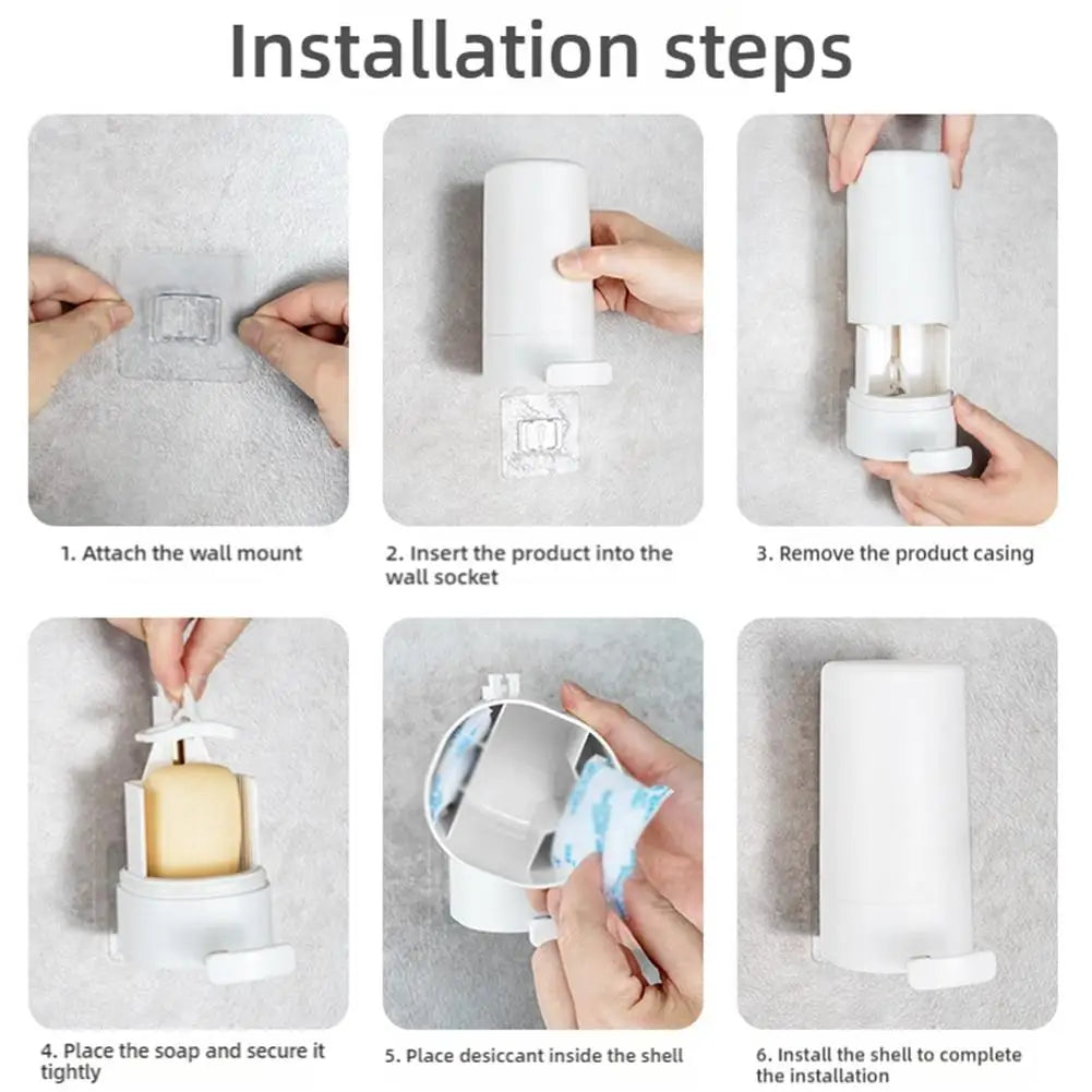 Wall-Mount Bar Soap Dispenser & Grinder Soapbox Dish Soap Grinder Dispenser Qme
