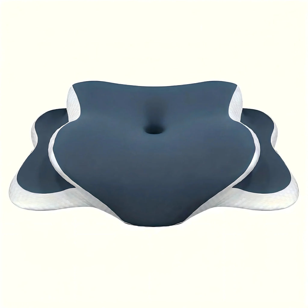 Ergonomic Memory Foam Butterfly Neck Pillow – Dual Height Memory Foam Pillow Qst Blue