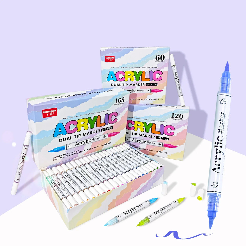 GN Dual Tip Acrylic Paint Markers – Brush & Fine Tip Pens Acrylic Paint Markers Qme
