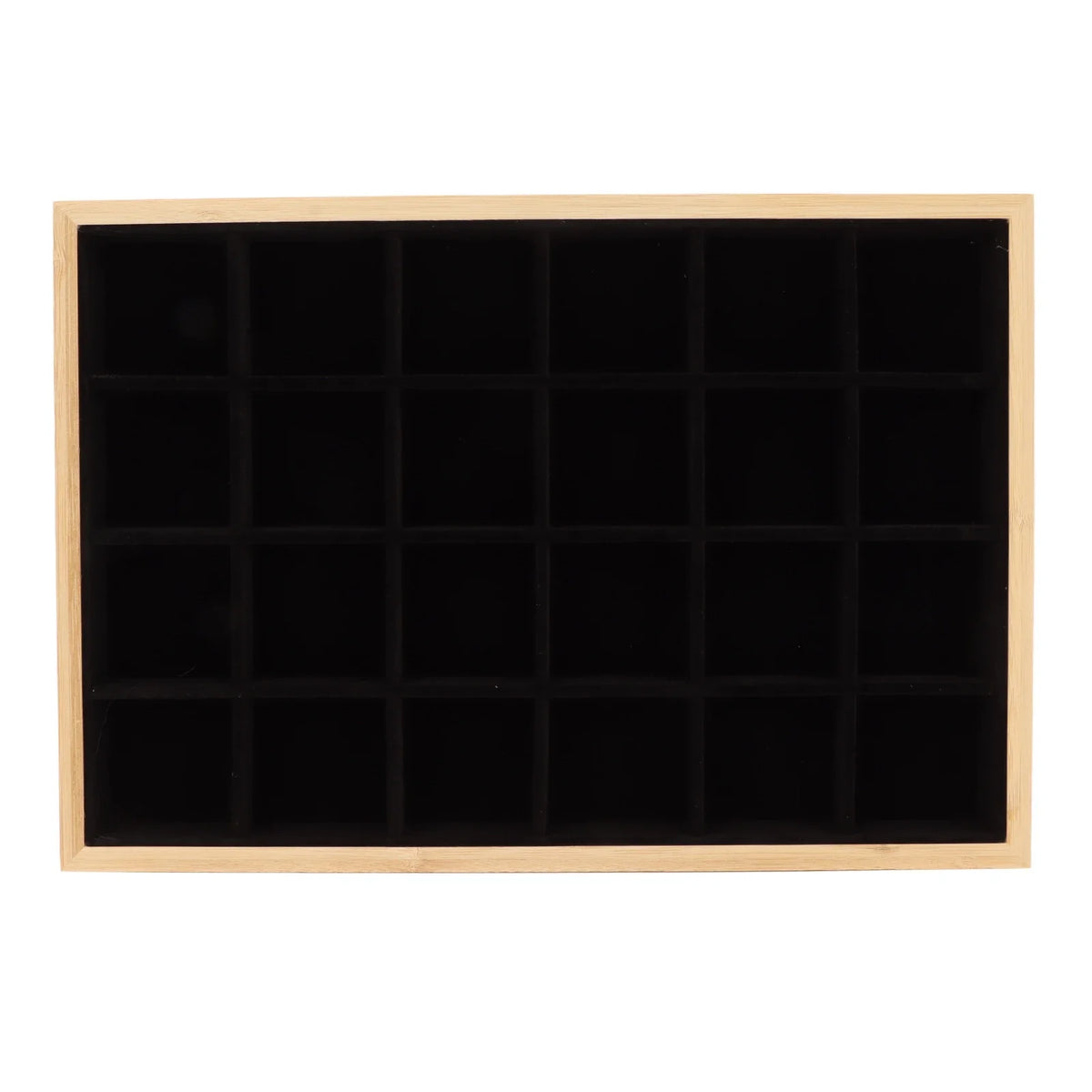 Wood 24-Grid Jewelry Organizer Tray – Rings, Earrings & More Jewelry Organizer Tray Qme black