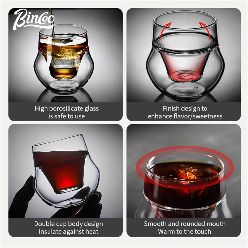 Bincoo 110ml Double Wall Insulated Glass Espresso Cup Glass Coffee Cup Qst