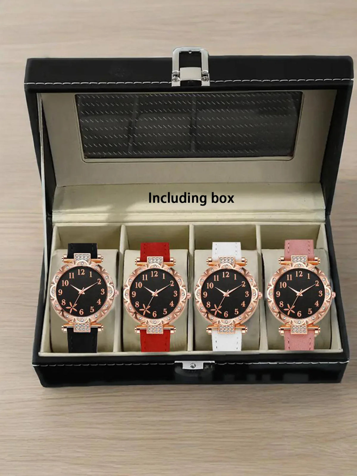 Women's Diamond Encrusted Quartz Watch | Rose Gold Case Women's Fashion Watch Qme Including box