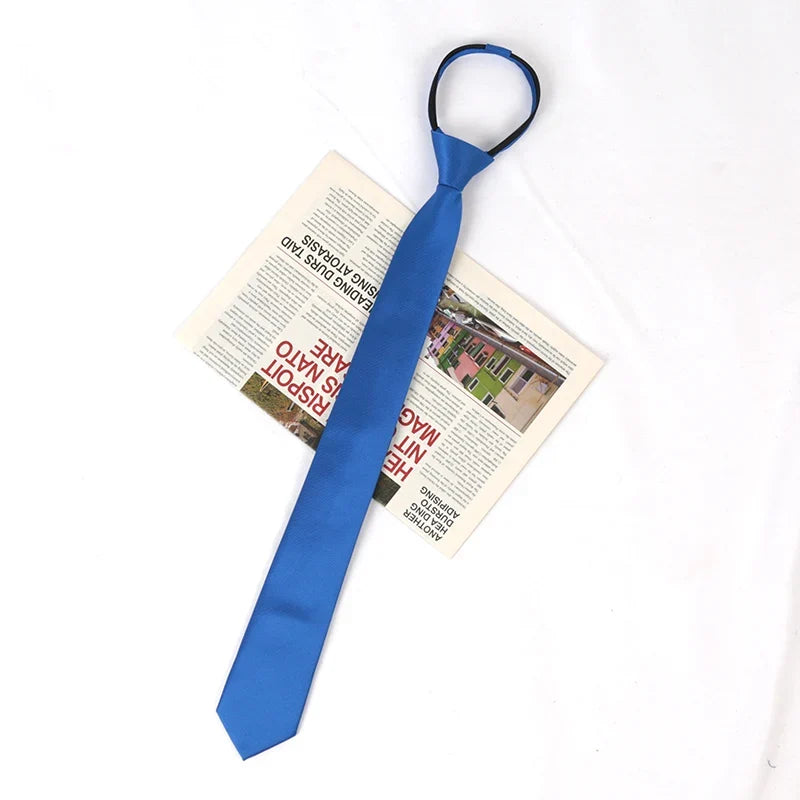 Solid Skinny Zipper Necktie for Men & Women | Wedding Tie Zipper Necktie Qme ROYAL BLUE