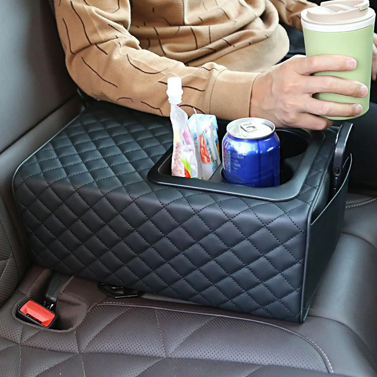 Universal Rear Seat Armrest Console Box with Cup Holders Car Armrest Organizer Qme