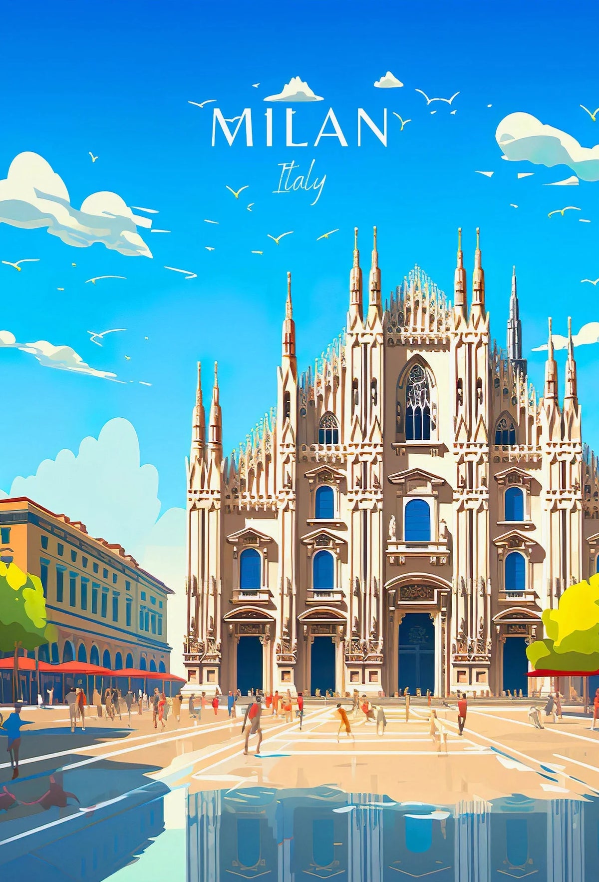Italy City Canvas Wall Art – Colorful Fantasy Travel Poster Canvas Wall Art Qst