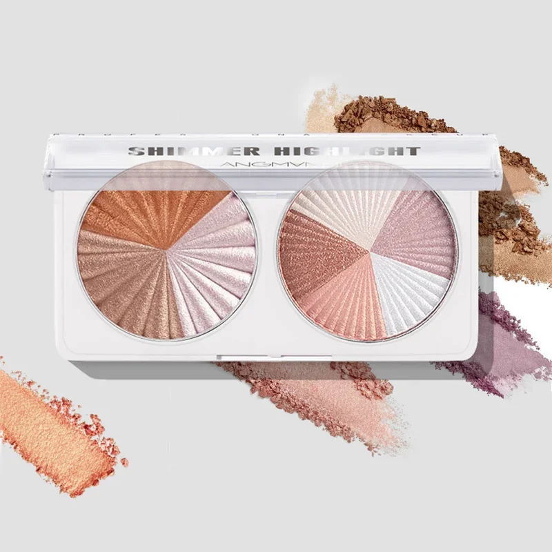 3D Shimmer Dual Pan Highlighter Powder Palette – Multi-Use Highlighter Palette Qme