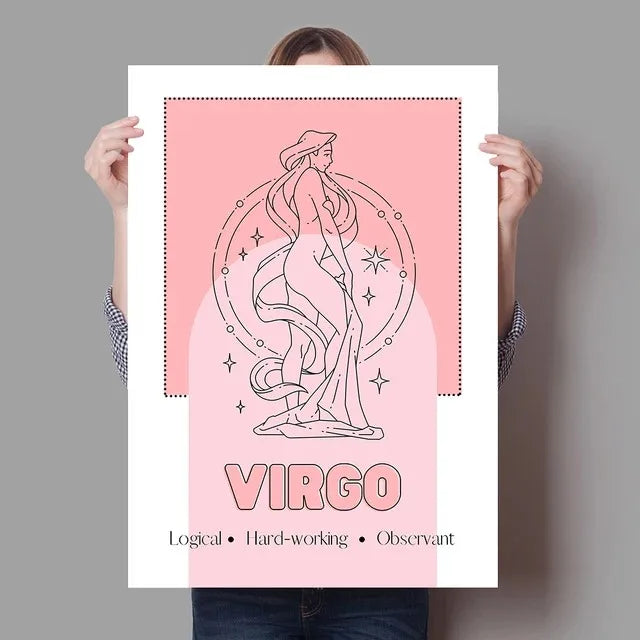 Zodiac Star Sign Minimalist Canvas Wall Art Print – Astrology Canvas Wall Art Qst 24 50x70cm Unframed
