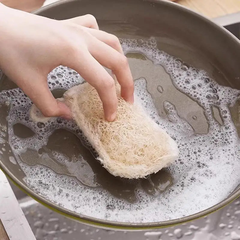 Natural Luffa Dish Scrubber Set – Oil Stain Removing Kitchen Brush Dish Scrubber Set Qme