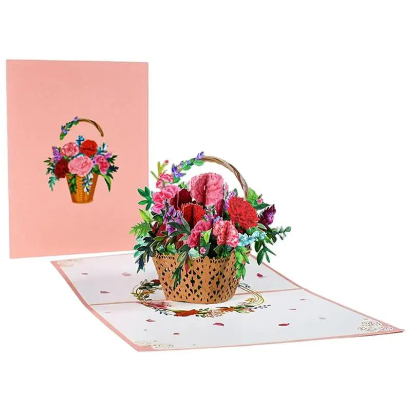 Carnation Flower Pop-Up Holiday Postcards | Elegant Gift Card Pop-Up Greeting Card Qme