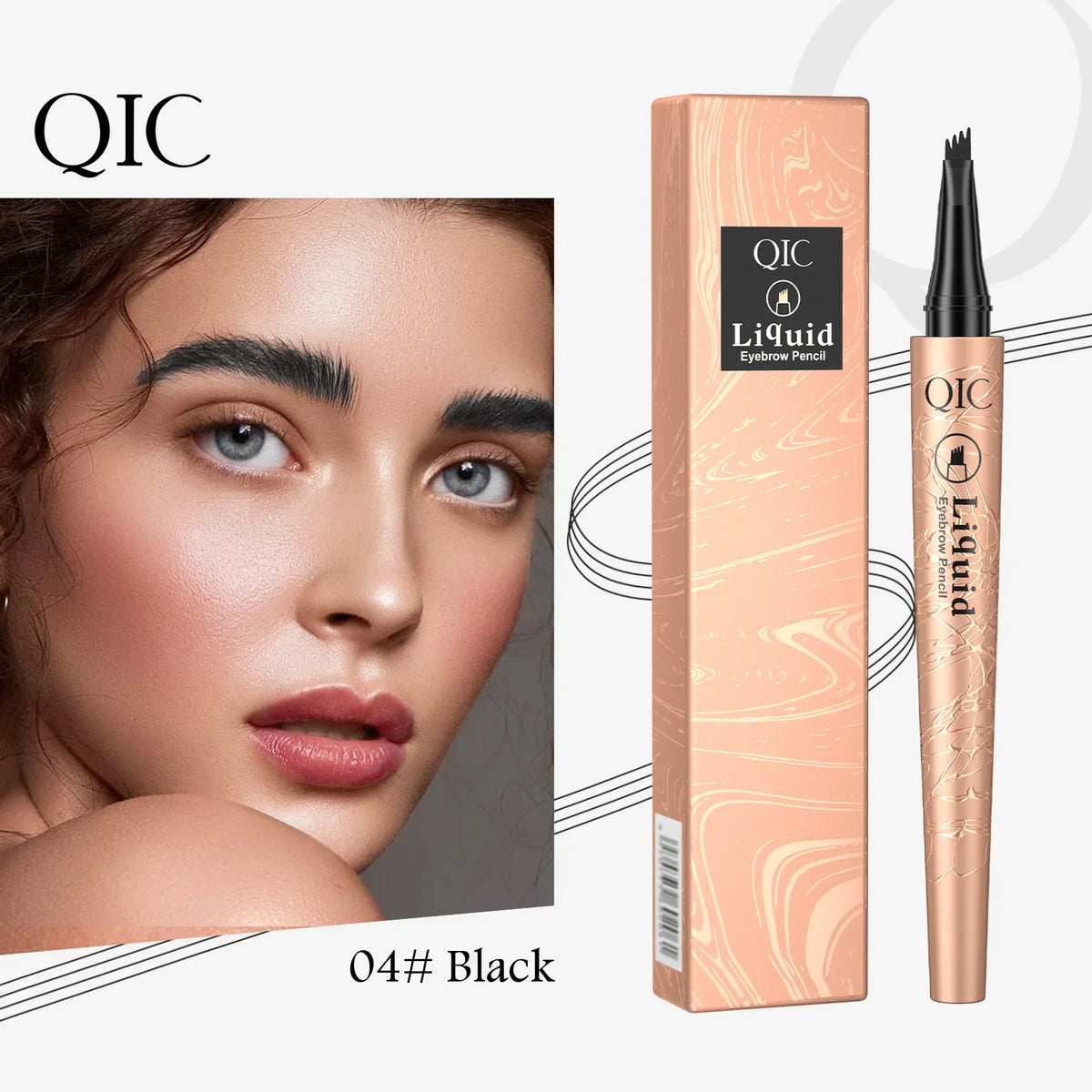 4-Tip Waterproof Liquid Eyebrow Pen – Long-Lasting Brow Makeup Liquid Eyebrow Pen Qme Q706-4