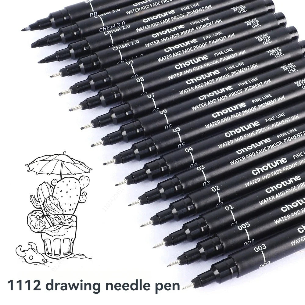 Black Micro Fine Pens 15 Sizes – Waterproof Archival Ink Set Micro Fine Pen Set Qme