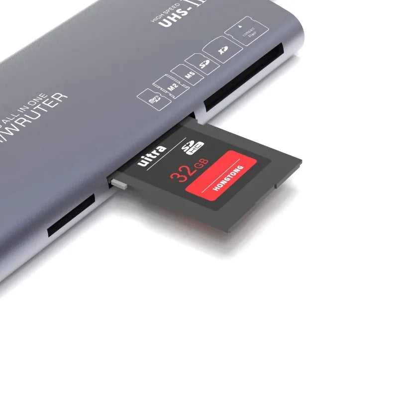 USB 6-in-1 Multi-Card Reader Aluminum Alloy – MS CF SD TF XD USB Card Reader Qme