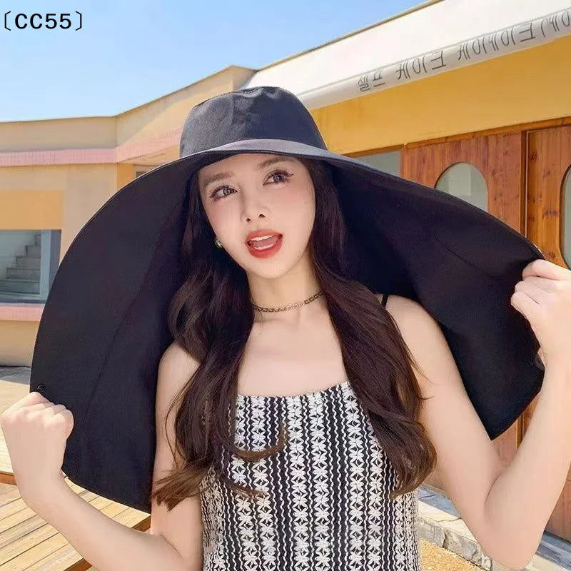 Women's Large Brim Sun Hat with Shawl – Quick-Dry UV Cap Sun Hat Qst