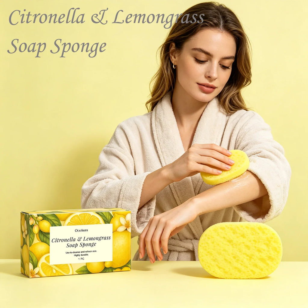 Citronella Lemongrass Exfoliating Soap Sponge – Deep Cleansing Exfoliating Soap Sponge Qme