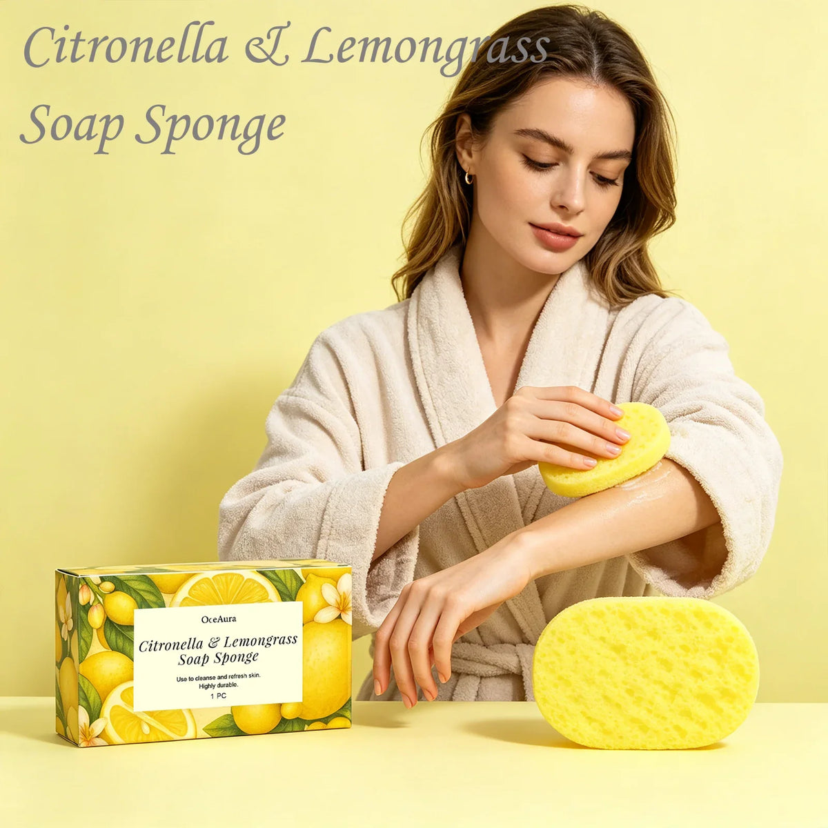 Citronella Lemongrass Exfoliating Soap Sponge – Deep Cleansing Exfoliating Soap Sponge Qme