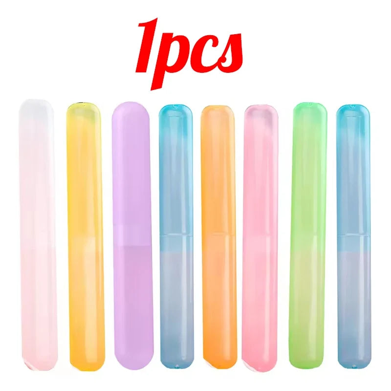 Travel Toothbrush Case – Breathable Frosted Dustproof Cover Toothbrush Travel Case Qme Random 1PC