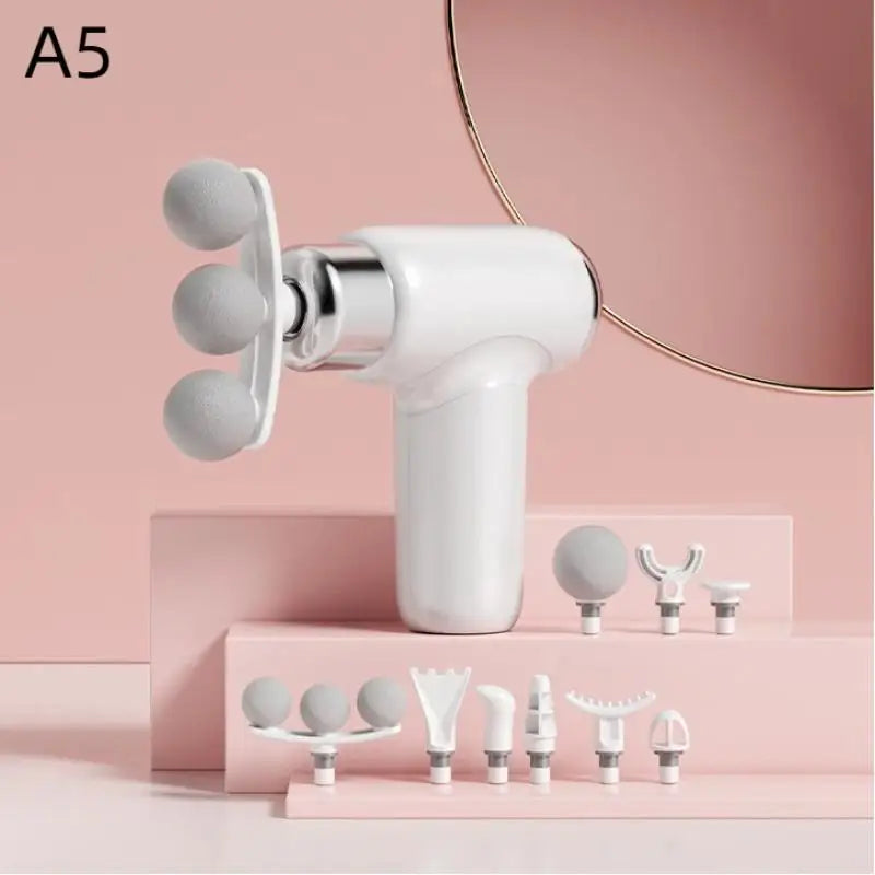 Mini Fascia Gun with Replaceable Heads – Silent Massage Device Handheld Massage Gun Qme A5 USB Type-C