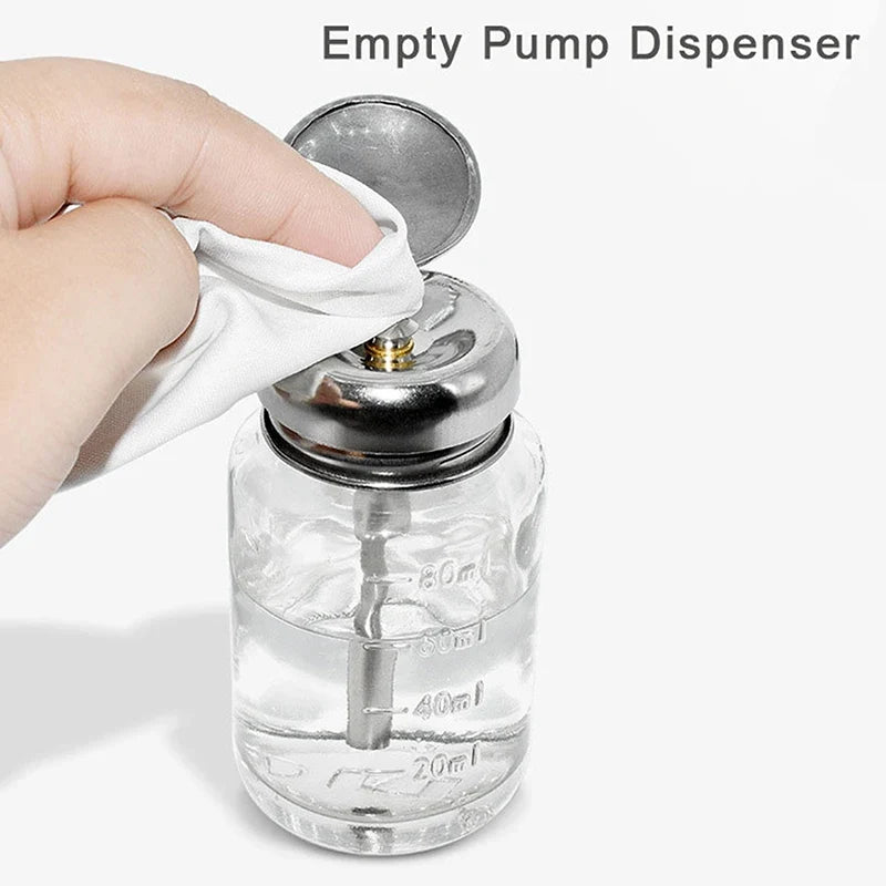 Clear Glass Push-Down Pump Dispenser | Refillable Nail Polish Bottle Glass Pump Dispenser Qme Default Title