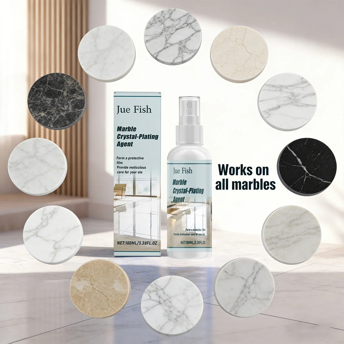 Marble Polishing & Plating Agent – Stone & Tile Gloss Enhancer Stone Surface Polish Qme