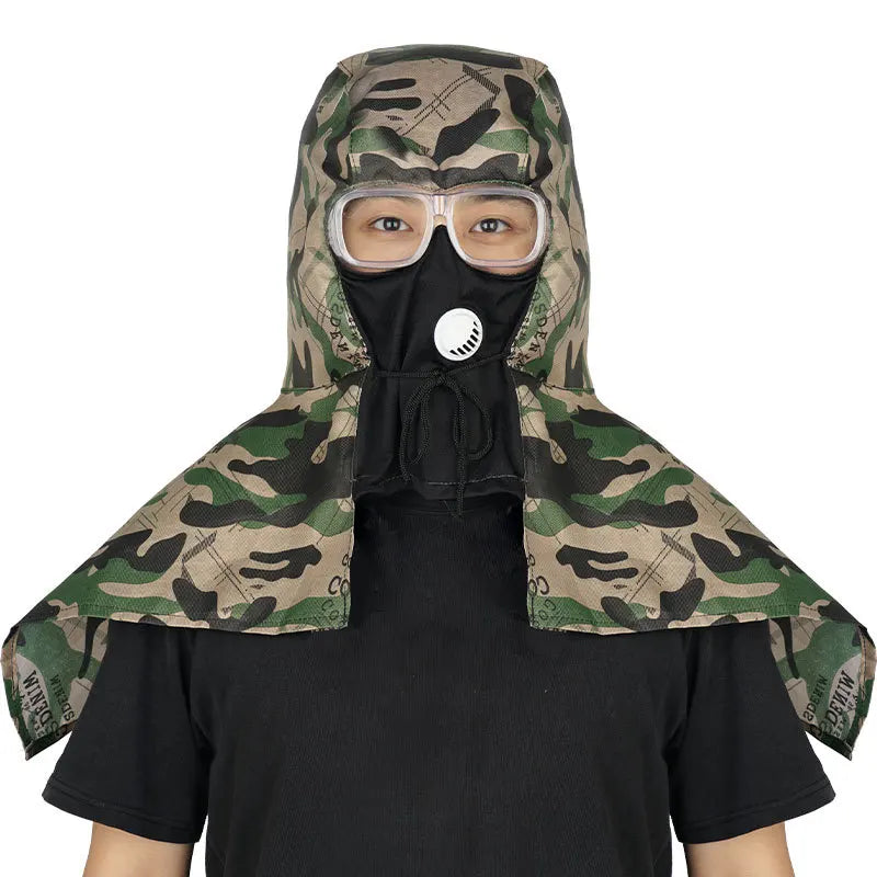 Breathable Dust-Proof Hood Mask with Shawl – Unisex Work Cap Work Hood Mask Qme Yellow Black