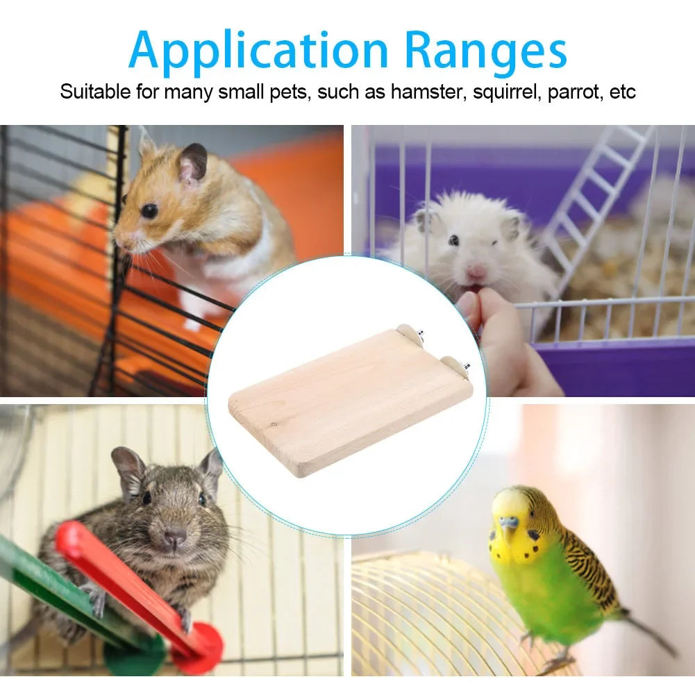 Natural Wood Climbing Platform Toy – Hamster & Guinea Pig Small Pet Climbing Toy Qme