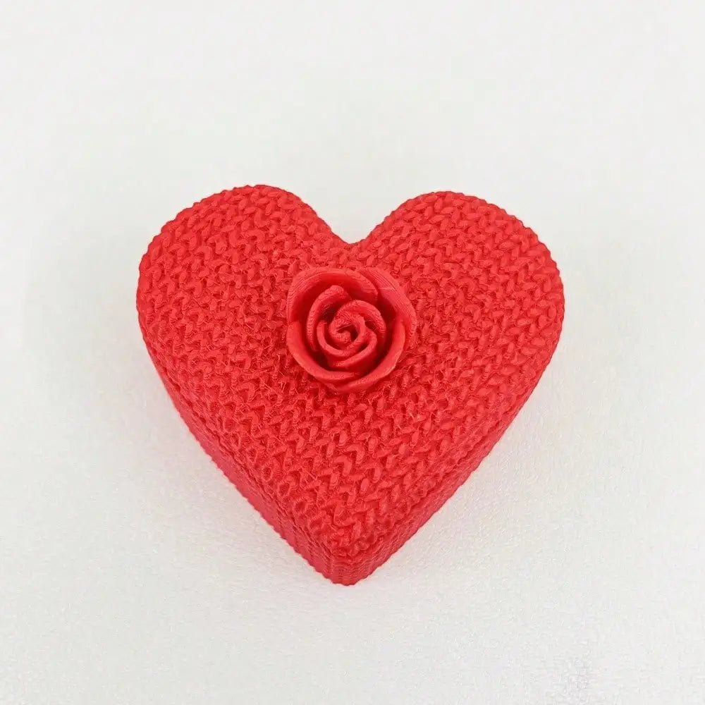 3D Printed Flower Lid Love Storage Box – Ring & Gift Box Decorative Storage Box Qme red 5x5x5cm