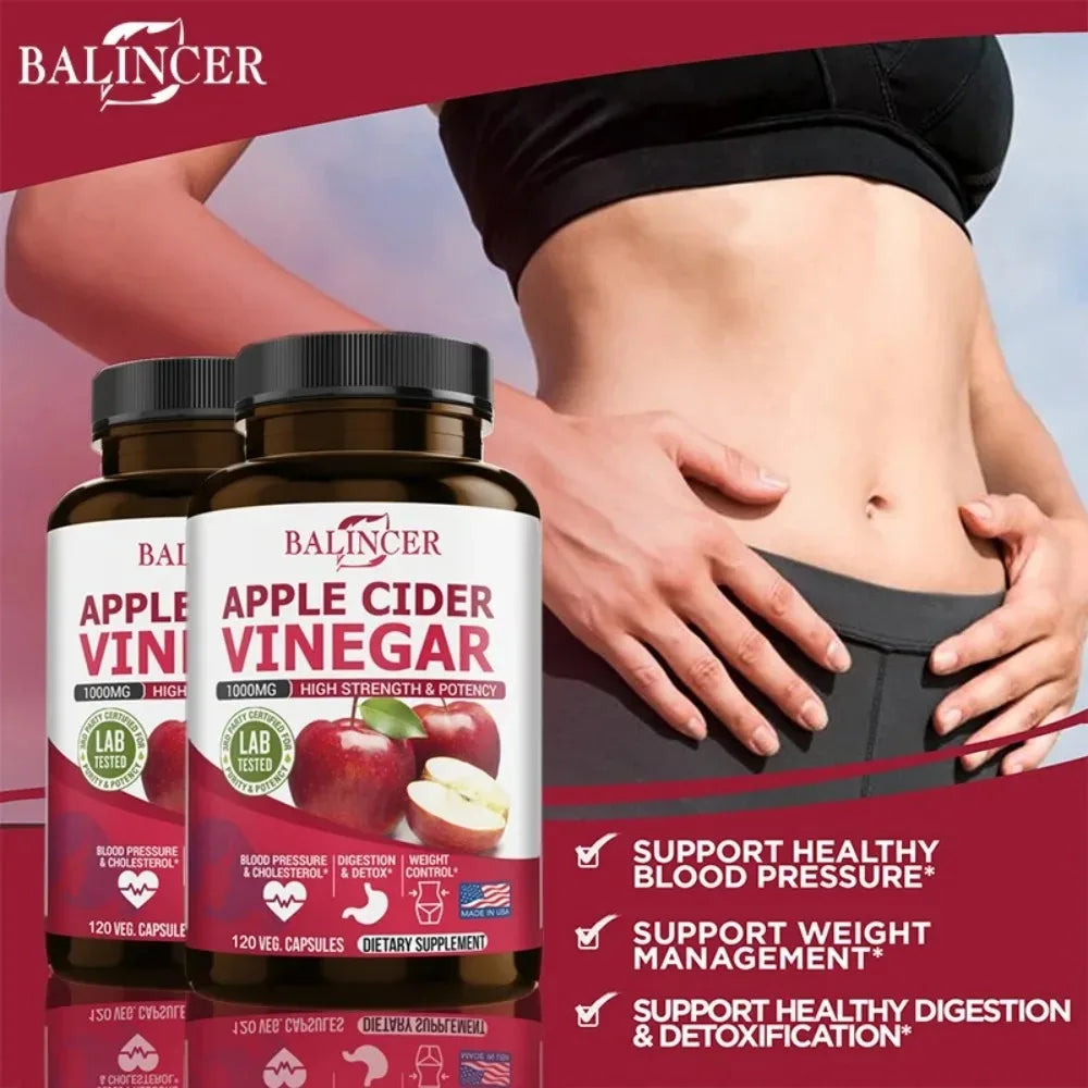Balincer Apple Cider Vinegar Capsules – Digestive & Energy Support Dietary Supplement Qst