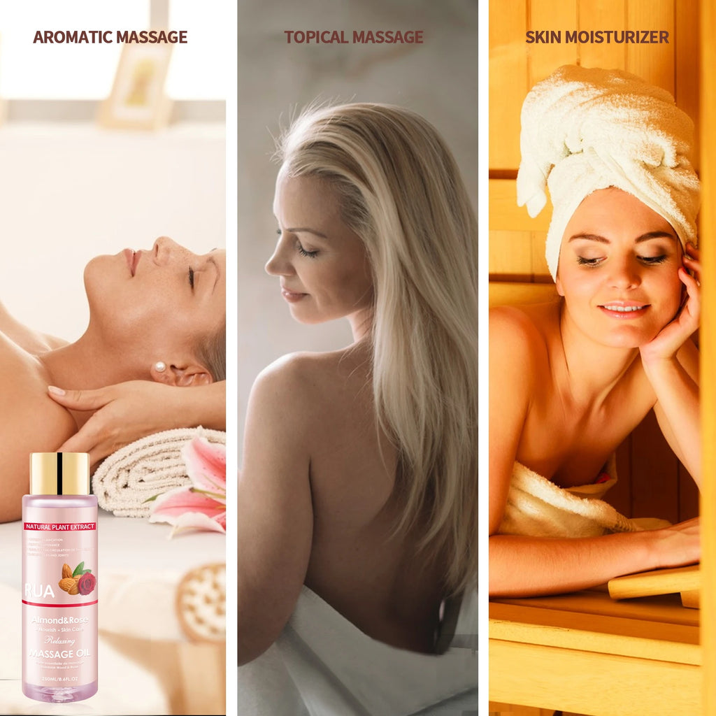 Almond & Rose Massage Oil – Moisturizing Body Oil 8.6 oz Massage Body Oil Qst