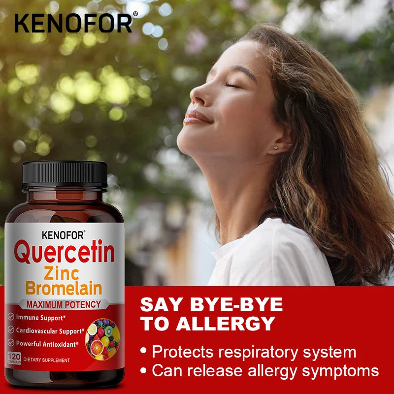 Zinc Quercetin Bromelain Capsules – 6-in-1 Antioxidant Complex Herbal Supplement Capsules Qst