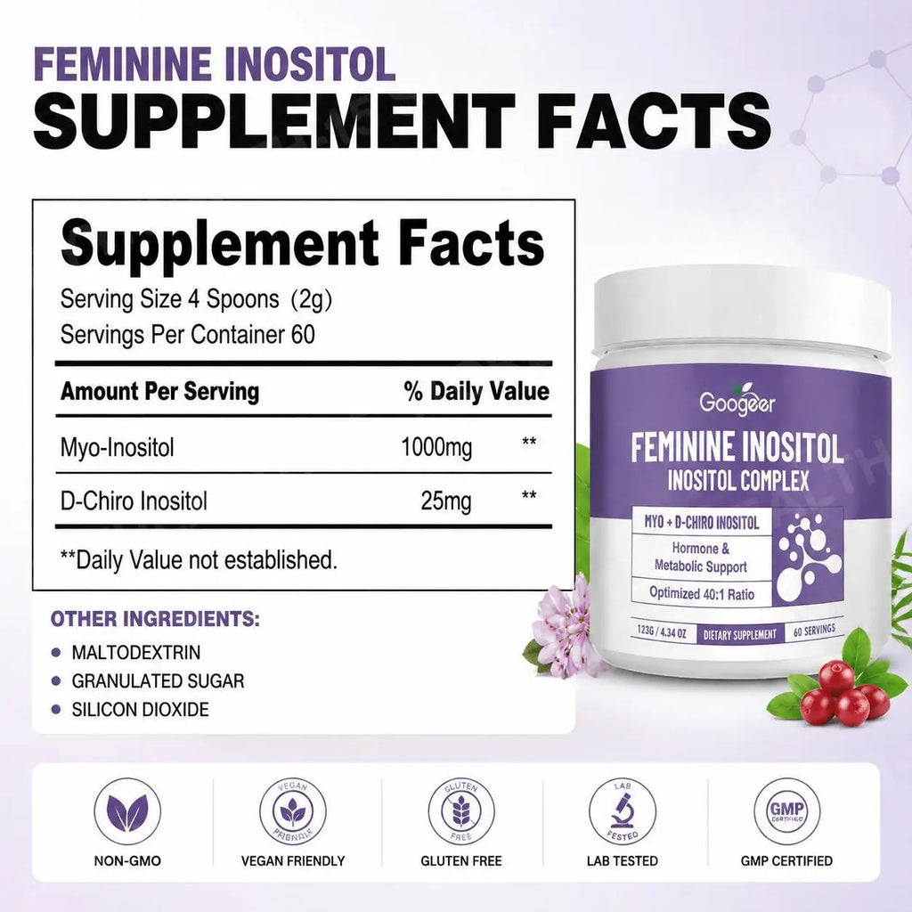 Women's Inositol Complex Powder Myo & D-Chiro 40:1 – 60 Servings Inositol Supplement Qst