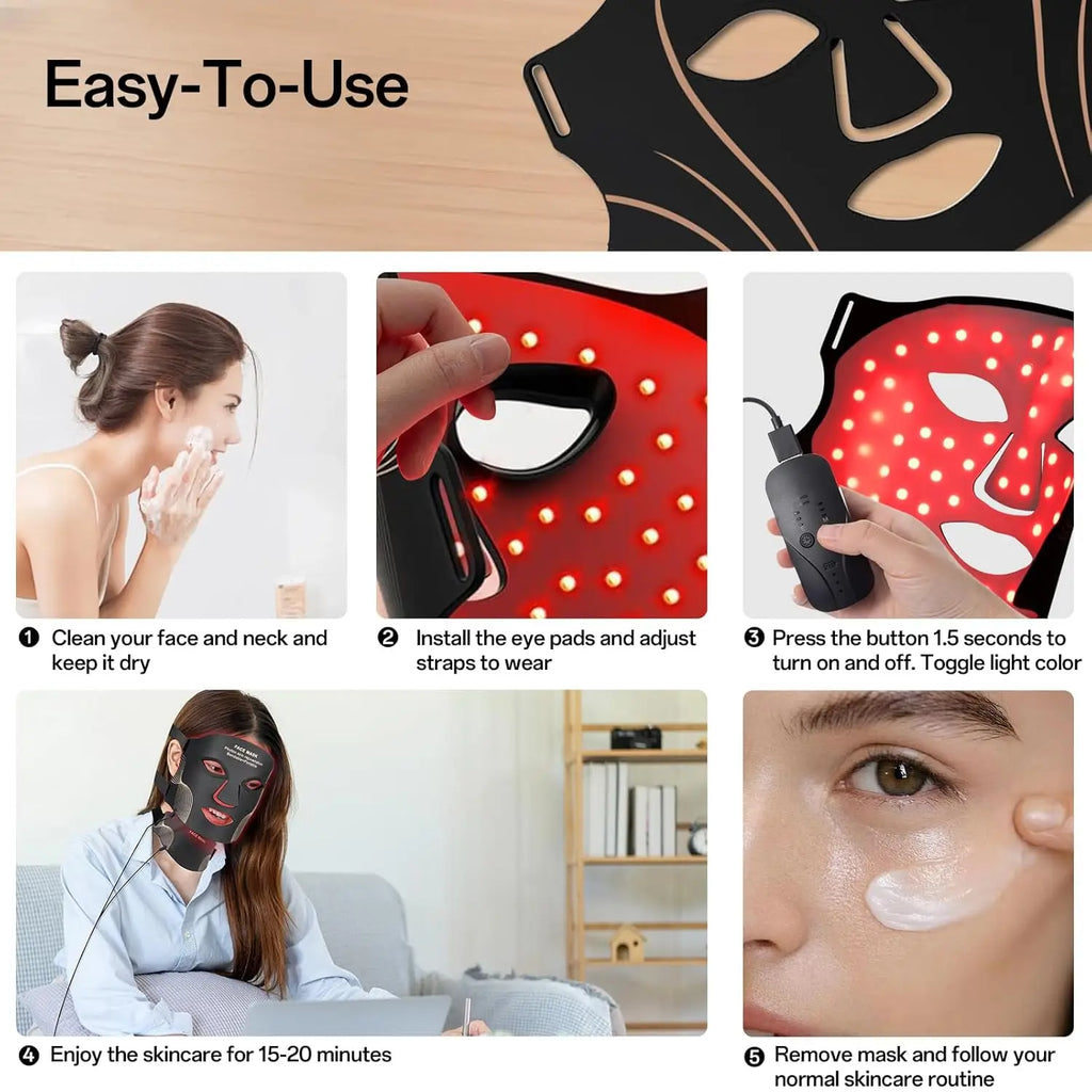 VIMYSHOW 7-Color LED Face & Neck Mask – Wireless Skin Care LED Skin Care Mask Qst