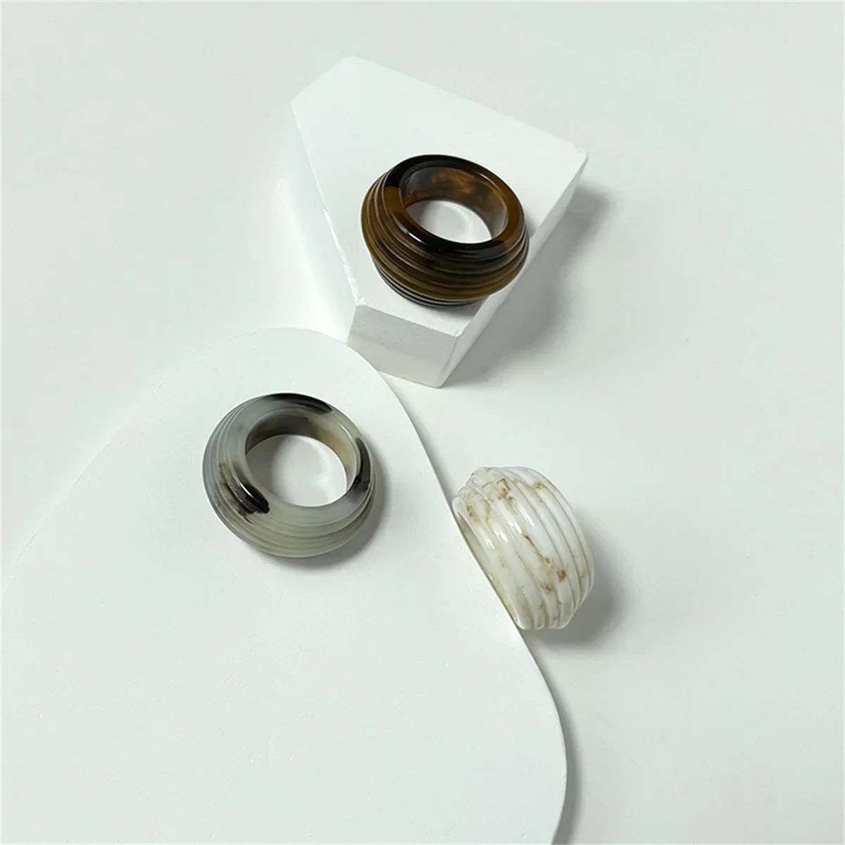 Colorful Clear Resin Oval Ring | Acrylic Water Drop Shape Fashion Ring Qme