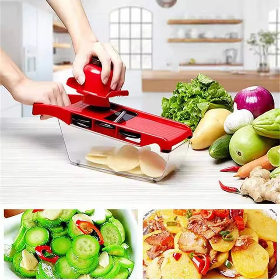 Vegetable Slicer & Shredder Set – 6 Stainless Steel Blades Vegetable Slicer Set Qst