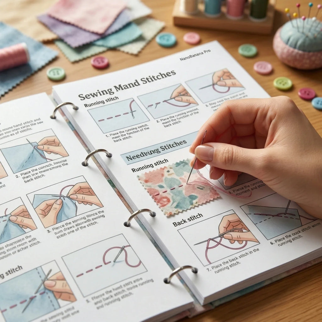 Sewing for Beginners Guide Book – Hand Embroidery Stitches Sewing Guide Book Qme
