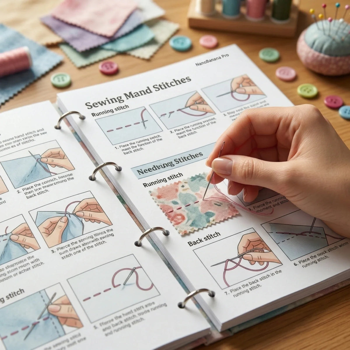 Sewing for Beginners Guide Book – Hand Embroidery Stitches Sewing Guide Book Qme