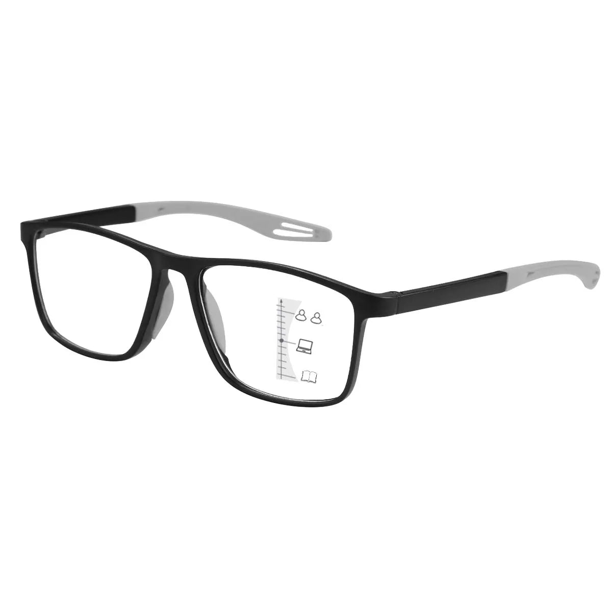 VOPHA TR90 Progressive Multifocal Bifocal Reading Glasses Multifocal Reading Glasses Qst Black +200