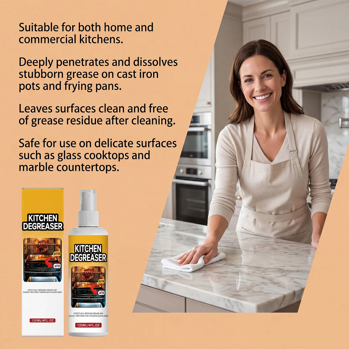 120ml Kitchen Degreaser Spray – Deep Clean & Restore Gloss Kitchen Degreaser Spray Qst