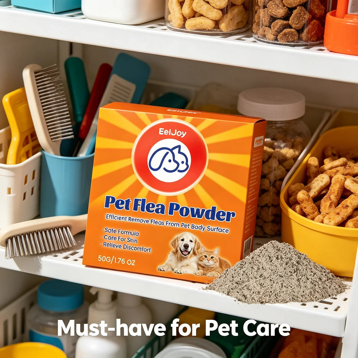 Pet Flea & Tick Powder for Dogs & Cats – Non-Toxic Formula Pet Flea Powder Qme