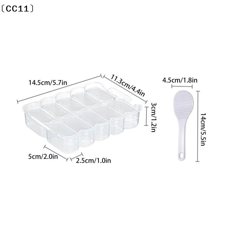 10-Grid Rice Ball Mold & Spoon – Non-Stick Onigiri Maker Onigiri Rice Mold Qme