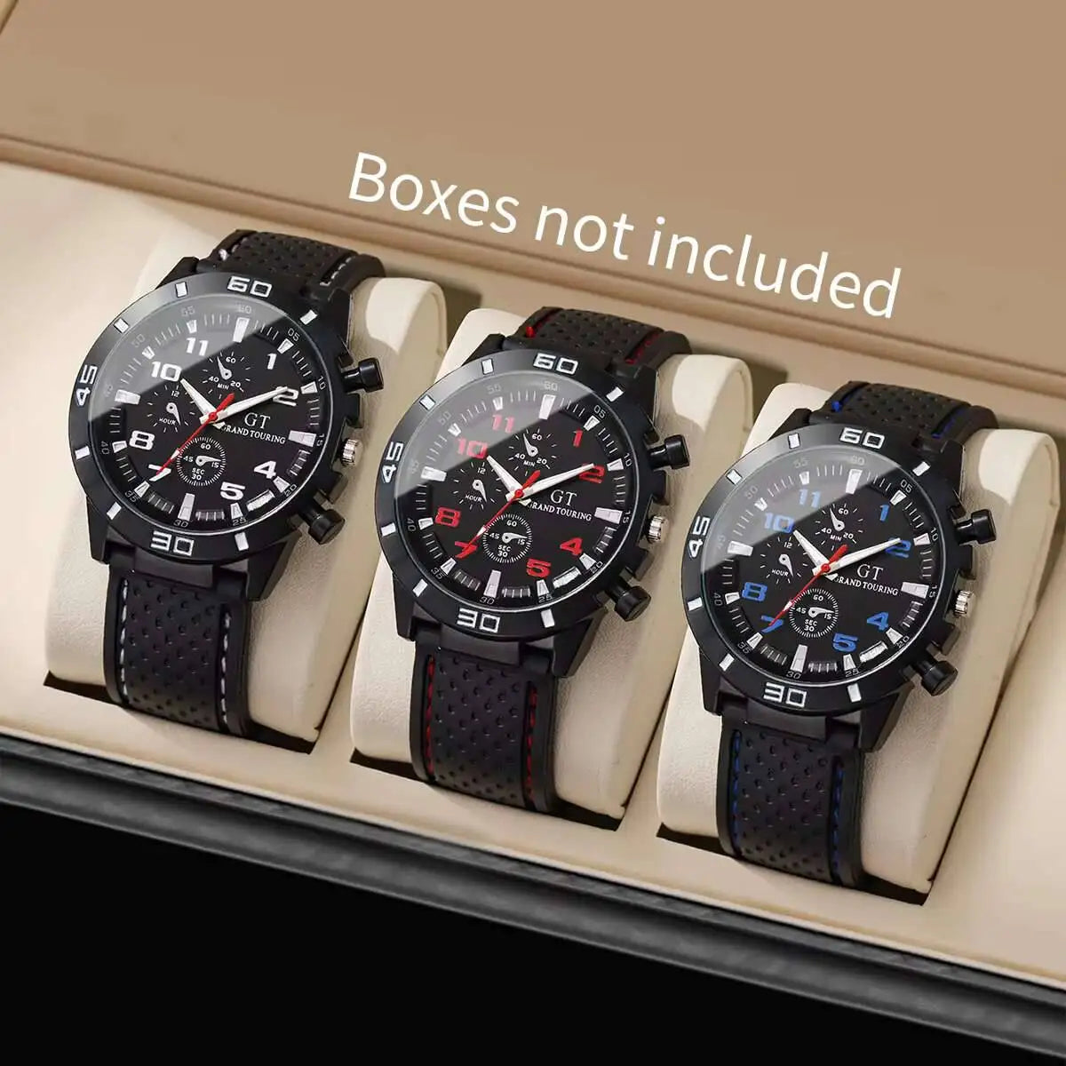 Men's Casual Quartz Watch | Silicone Band Car-Line Design Men's Quartz Watch Qme 3PCS Set Without Box