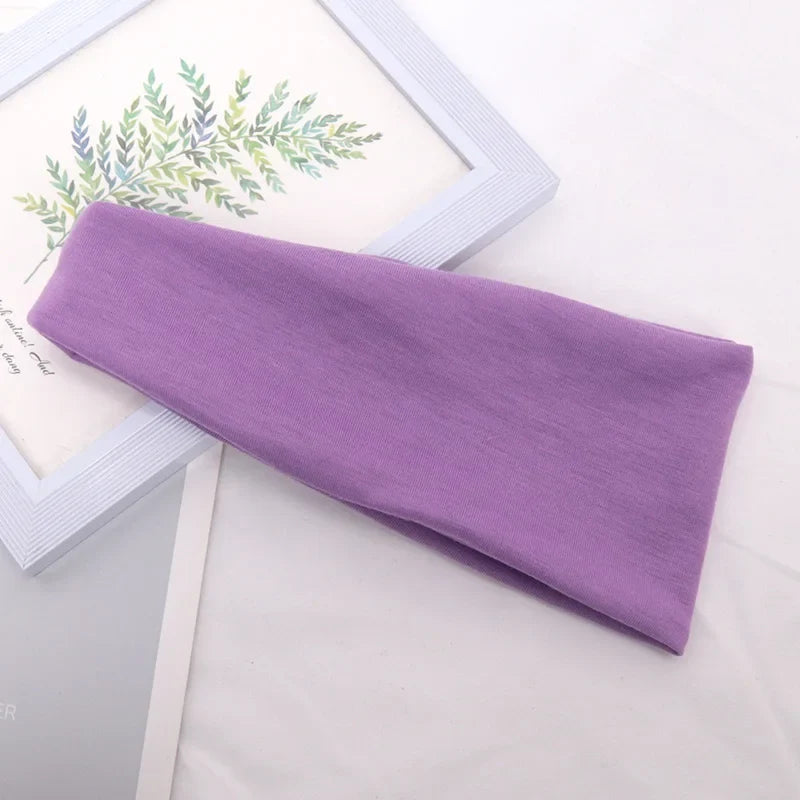 Women's Wide Knitted Cotton Sport Headband – 16 Colors Sport Headband Qme plum One Size