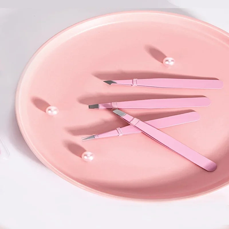 Pink Precision Eyebrow Tweezers Set – Shaping & Hair Removal Eyebrow Tweezers Set Qme