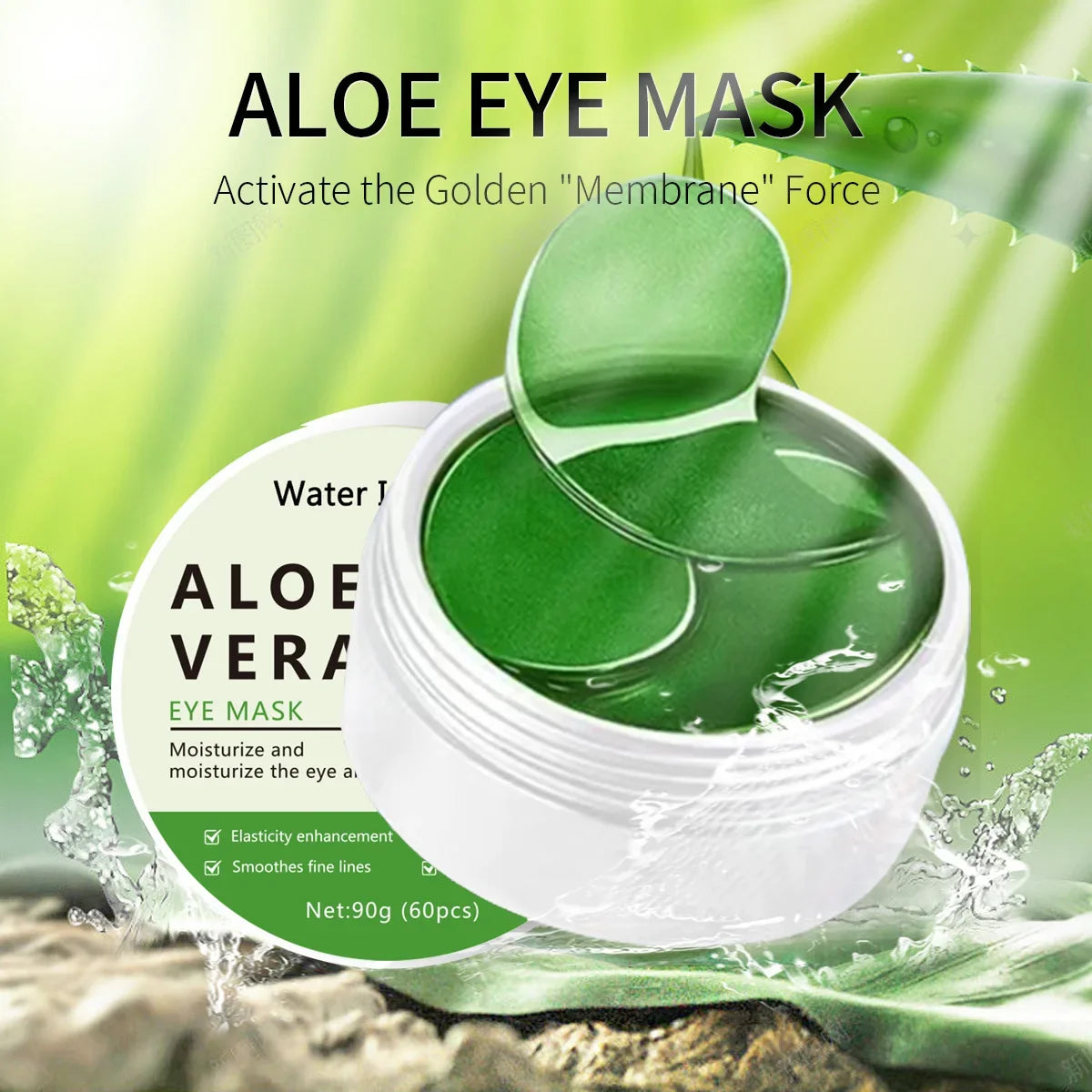 Aloe Vera Collagen Eye Mask – Brightening Moisturizing Patches Collagen Eye Mask Qme green