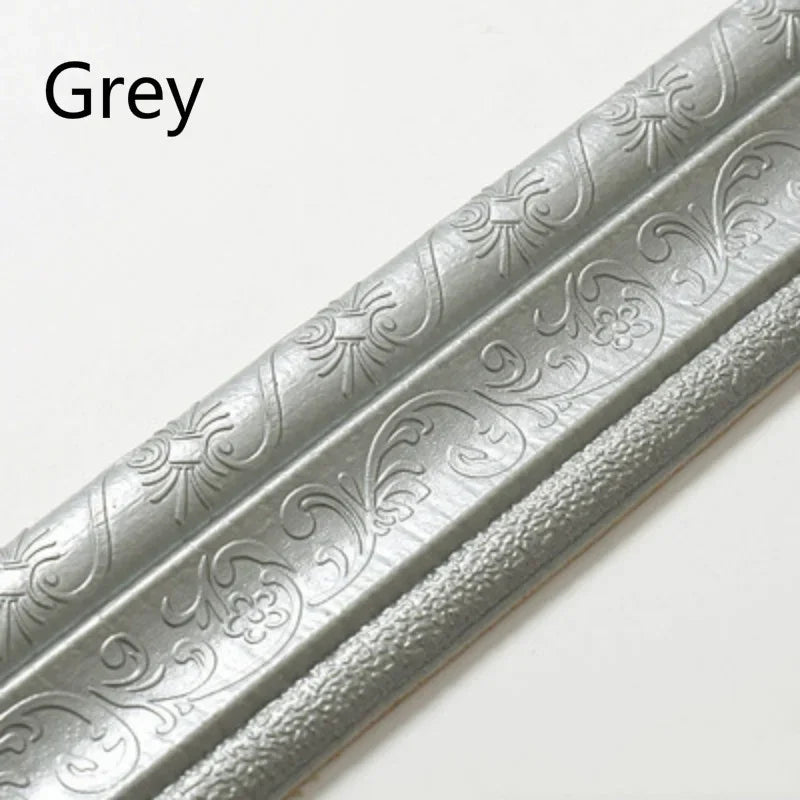 3D Self-Adhesive Waterproof Wall Edge Banding Strip | Corner Trim Wall Edge Trim Strip Qme grey