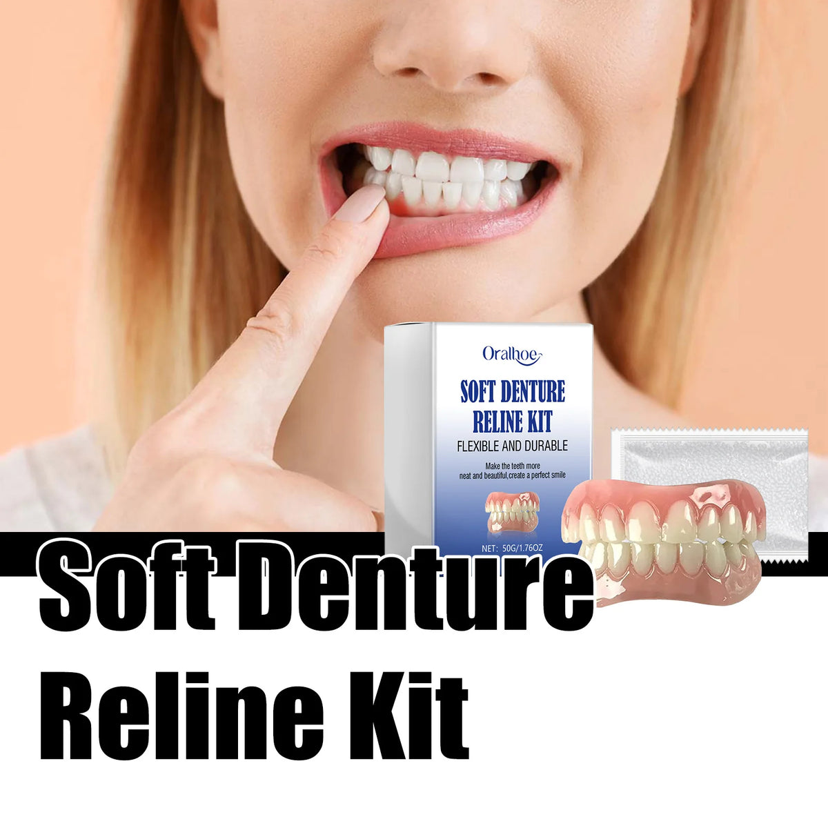 Oralhoe Soft Denture Reline Kit – Temporary Cosmetic Dental Braces Denture Reline Kit Qst