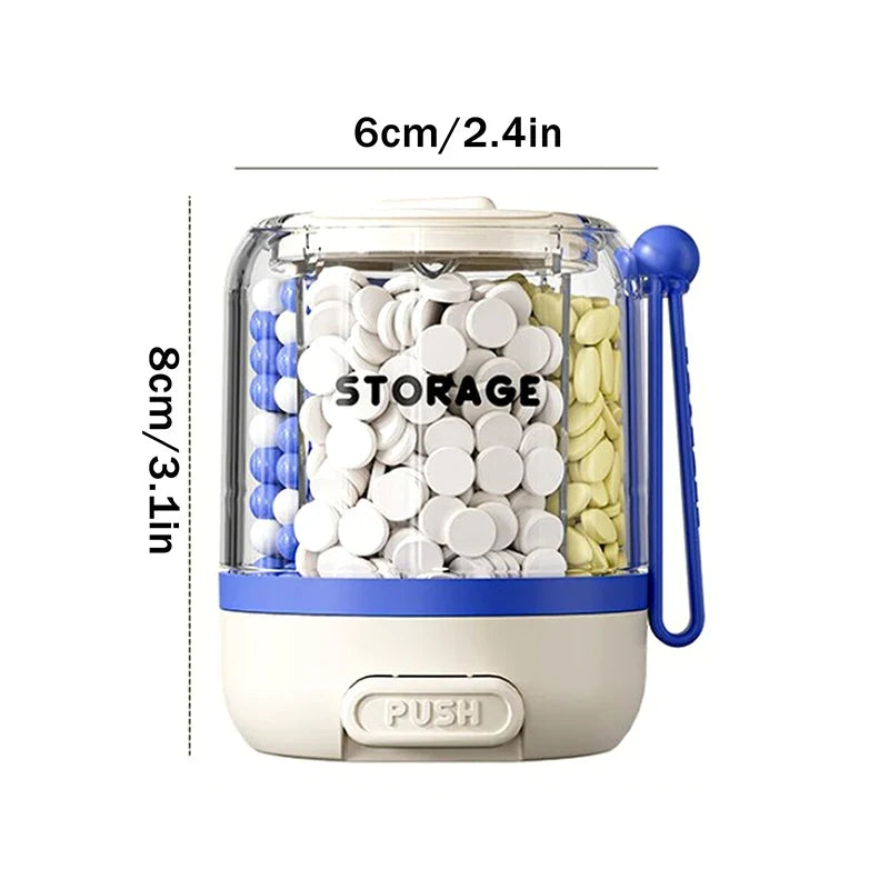 4-Compartment Round Pill Organizer – Portable Medicine Case Pill Organizer Case Qme