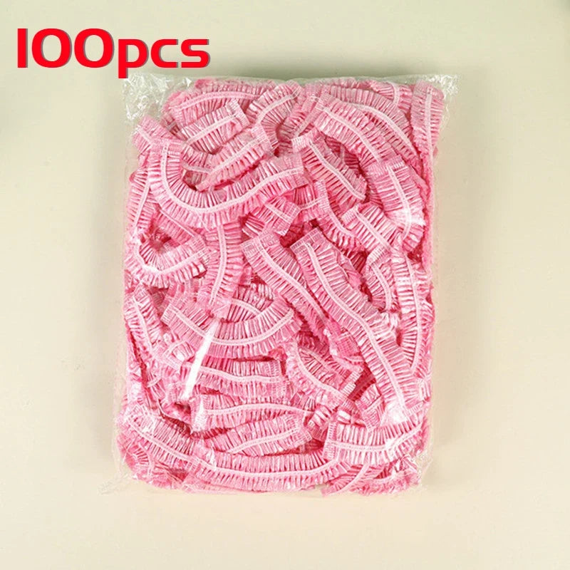Disposable Shower Caps Waterproof PE Plastic – 100 pcs Spa Salon Disposable Shower Cap Qme 100pcs-pink