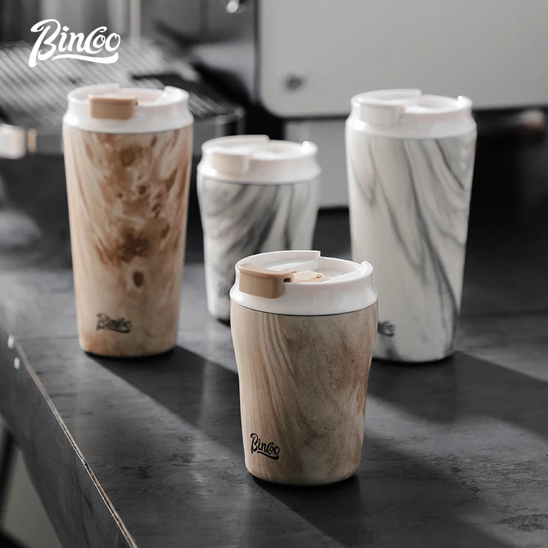 Bincoo Wood Grain Insulated Travel Coffee Cup 280/500ml Insulated Travel Mug Qst