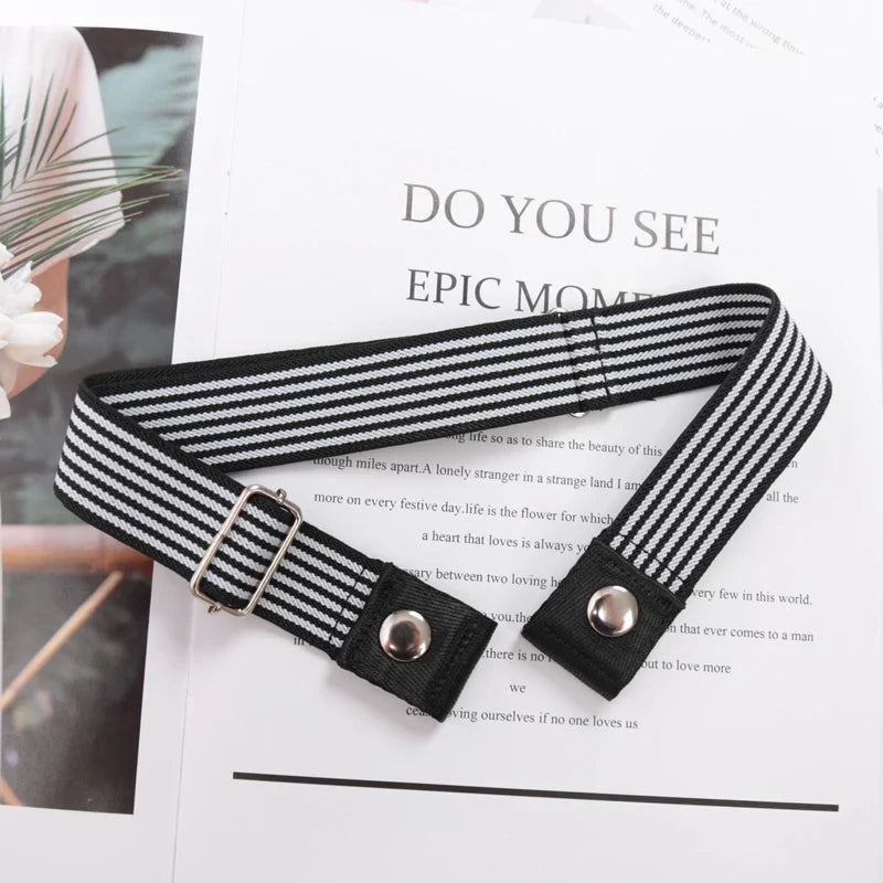 Women's Elastic Buckle-Free Canvas Waist Belt | 29 Colors Elastic Waist Belt Qme BEE-11 length 60-100cm China Mainland