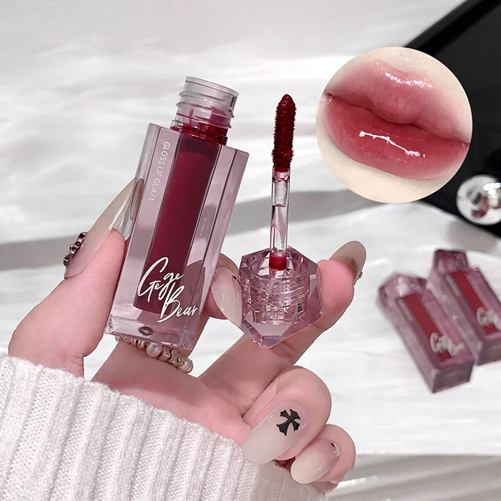 Gege Bear Mirror Lip Glaze – Shimmering Watery Gloss 6 Shades Shimmer Lip Gloss Qme